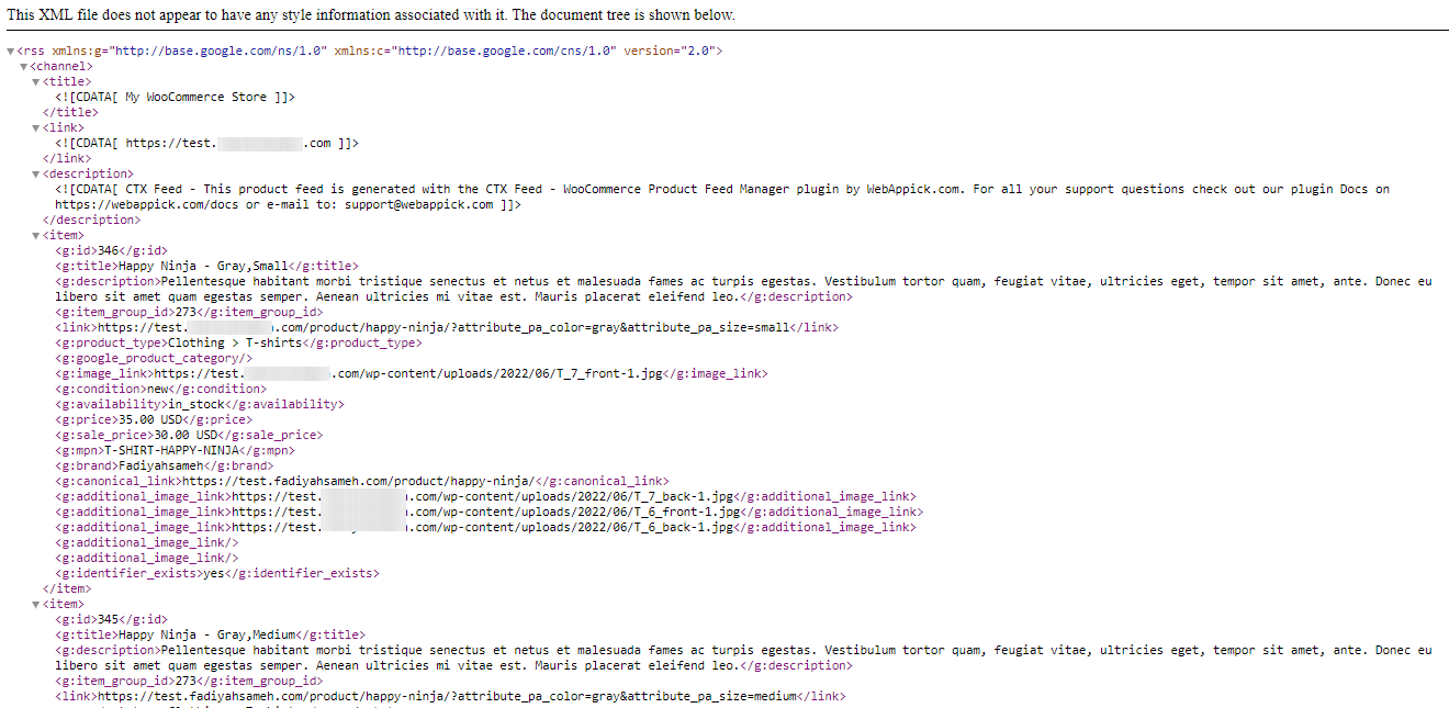 Google merchant center xml feed example