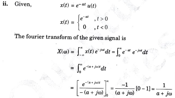  fourier transform of single sided exponential pulse. 