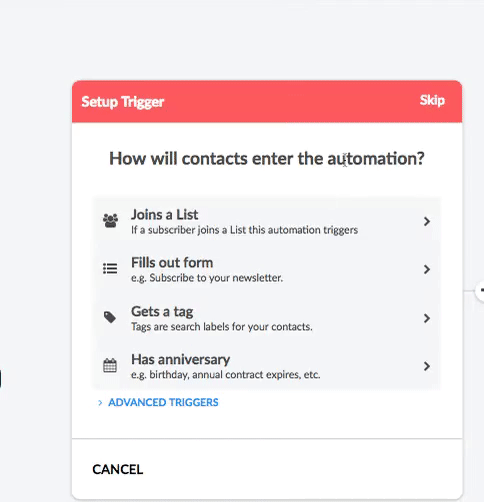 Trigger the funnel in Automizy gif