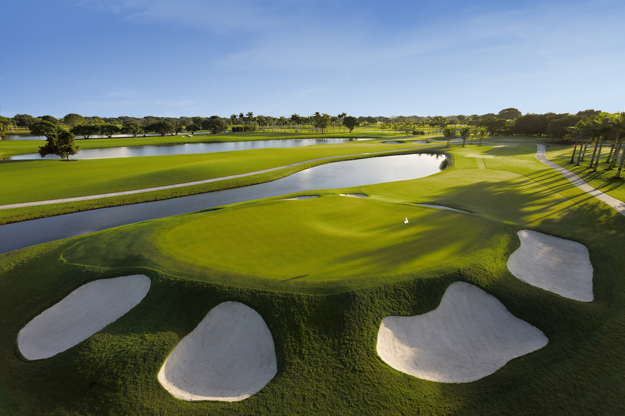 beautiful golf course with bunkers