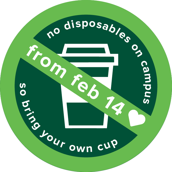 A bring your own cup logo for campus