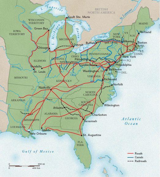 Roads, Canals, and Rails in the 1800s