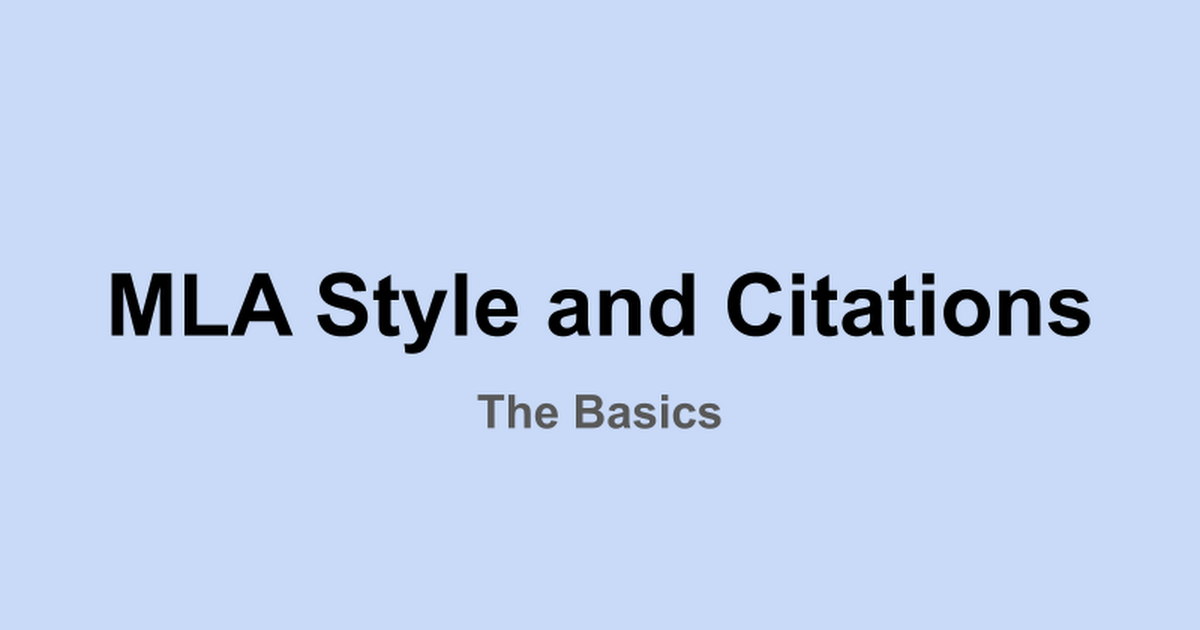 MLA Style and Citations