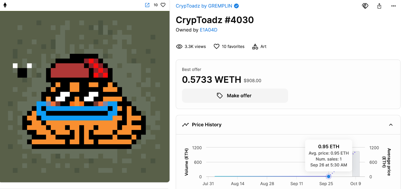CrypToadz #4030 NFT, token non fungibile, NFT