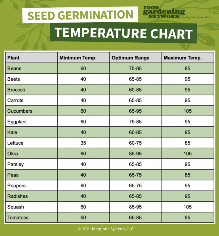 Seed Germination Temperature Chart from the Food Gardening Network