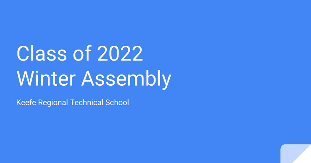 Class of 2022 Winter Assembly - For Bulletin