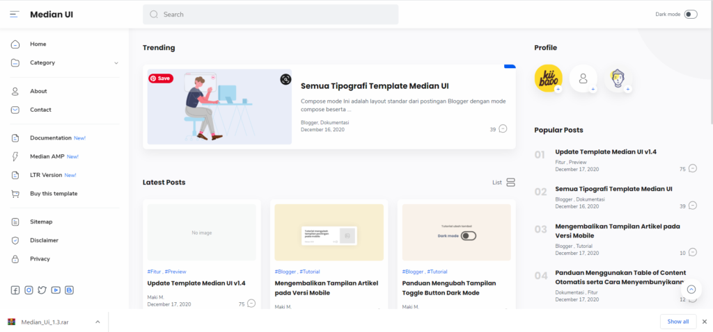 Medium UI Blogger Template Premium Free