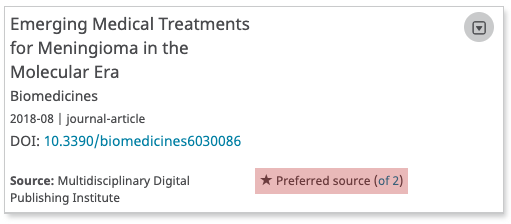 Preferred source is highlighted