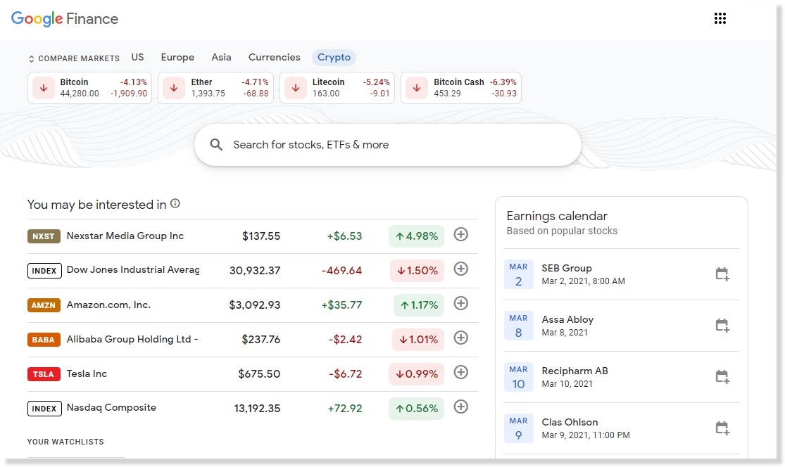 Google Finance users can now view the top cryptocurrency prices in one click 1