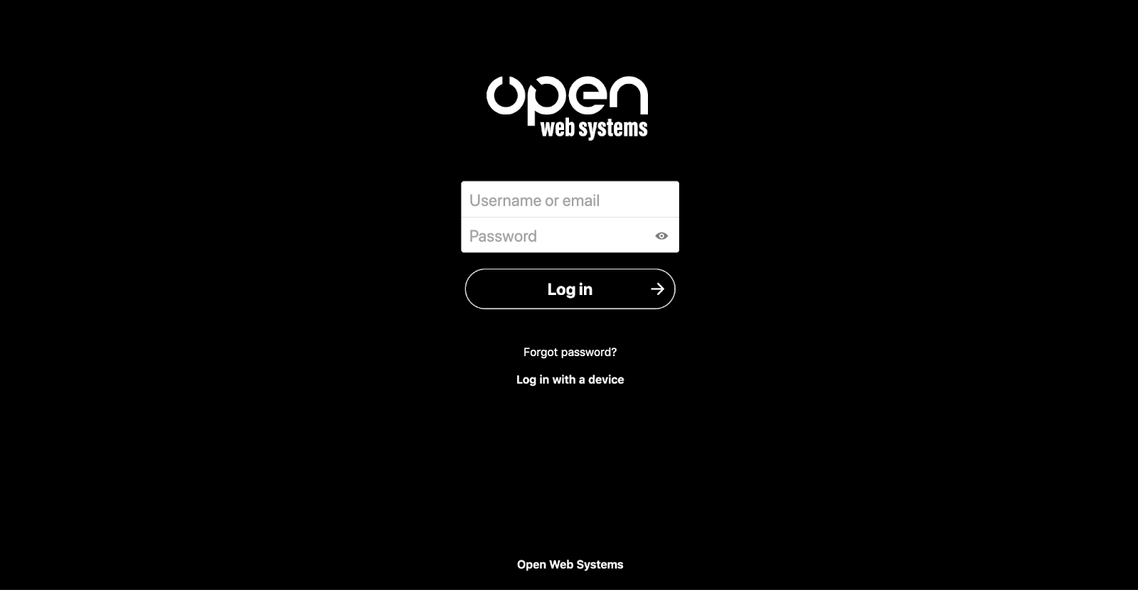 The Open Web Systems webmail login screen