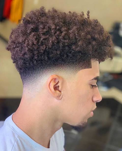 Afro Blowout with Drop Fade