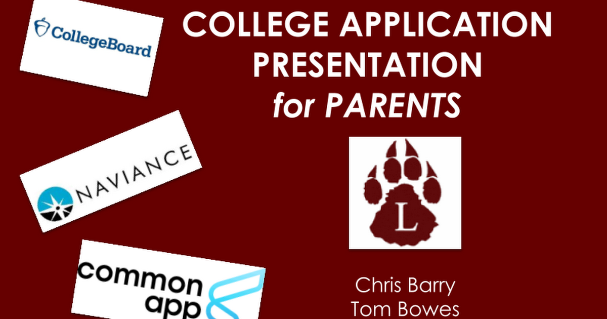 Senior Fall Seminar - College Application Presentation (for parents)