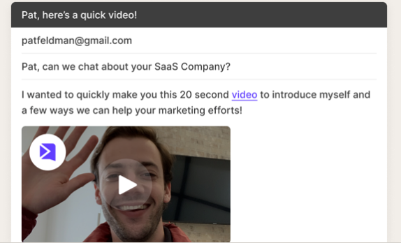 Video Marketing Email Example
