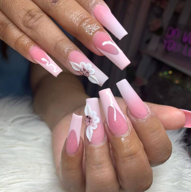 Full picture showing beautiful floral design on these nails