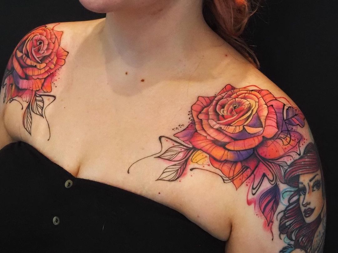 Watercolor Roses Tattoo