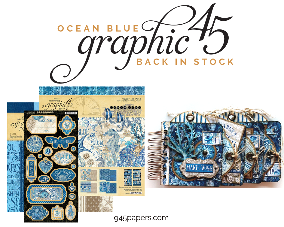 Graphic 45 Ocean Blue 12 X 12 Collection Pack With Sticker 
