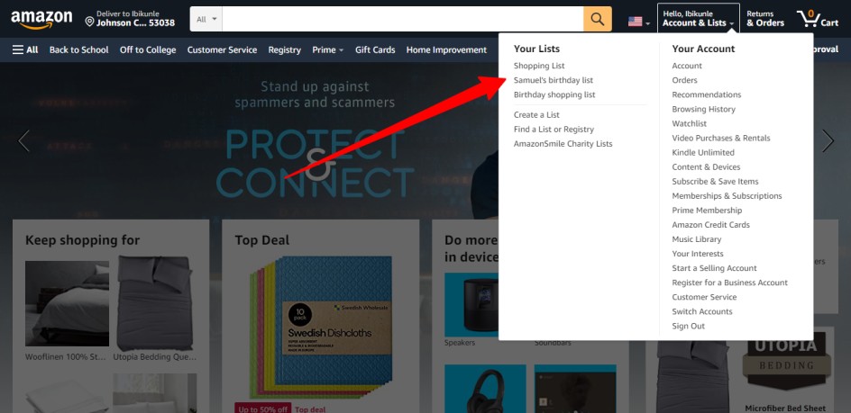 How to share your wish list on Amazon - 1