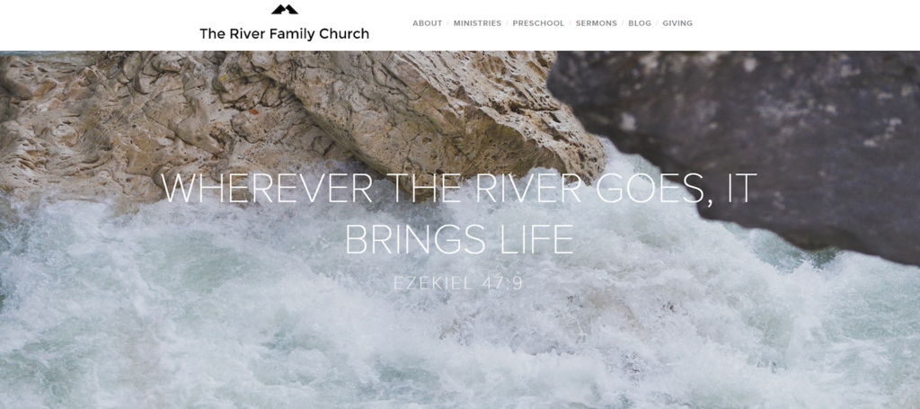 Página inicial do site da igreja The River Family Church 