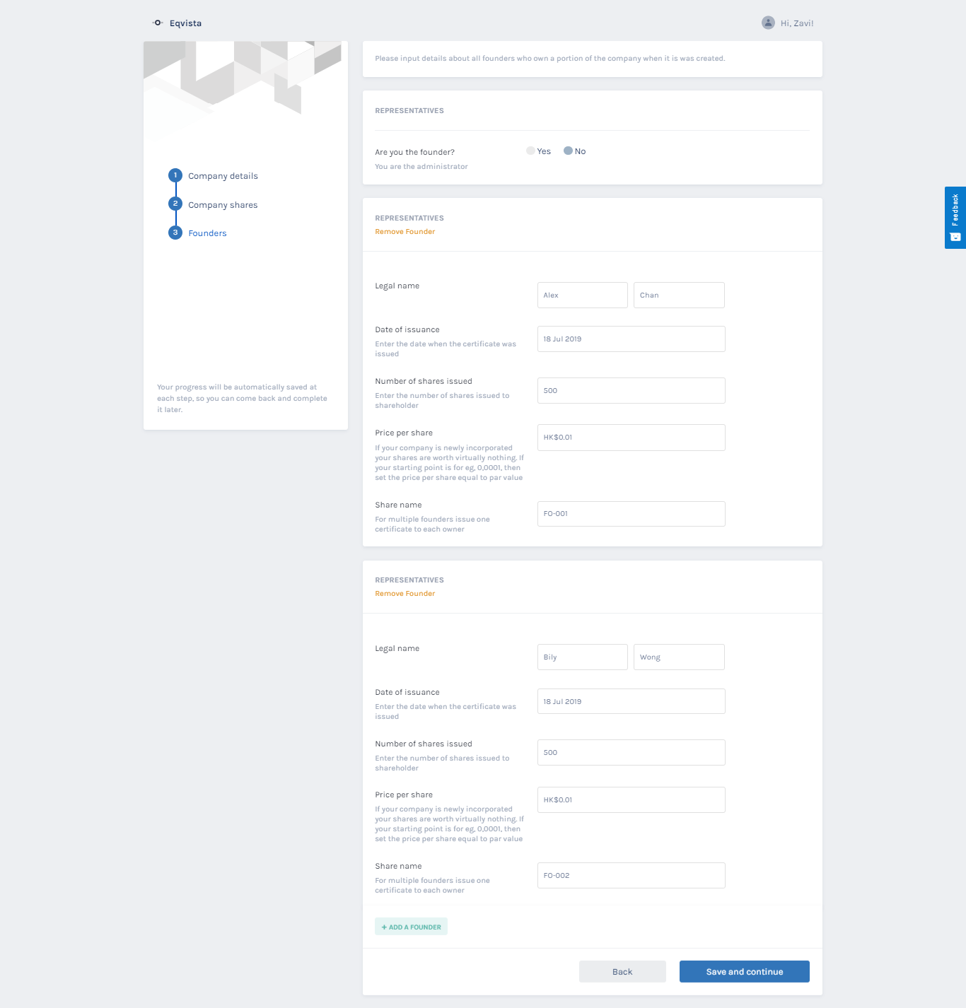 Hong Kong company founder details