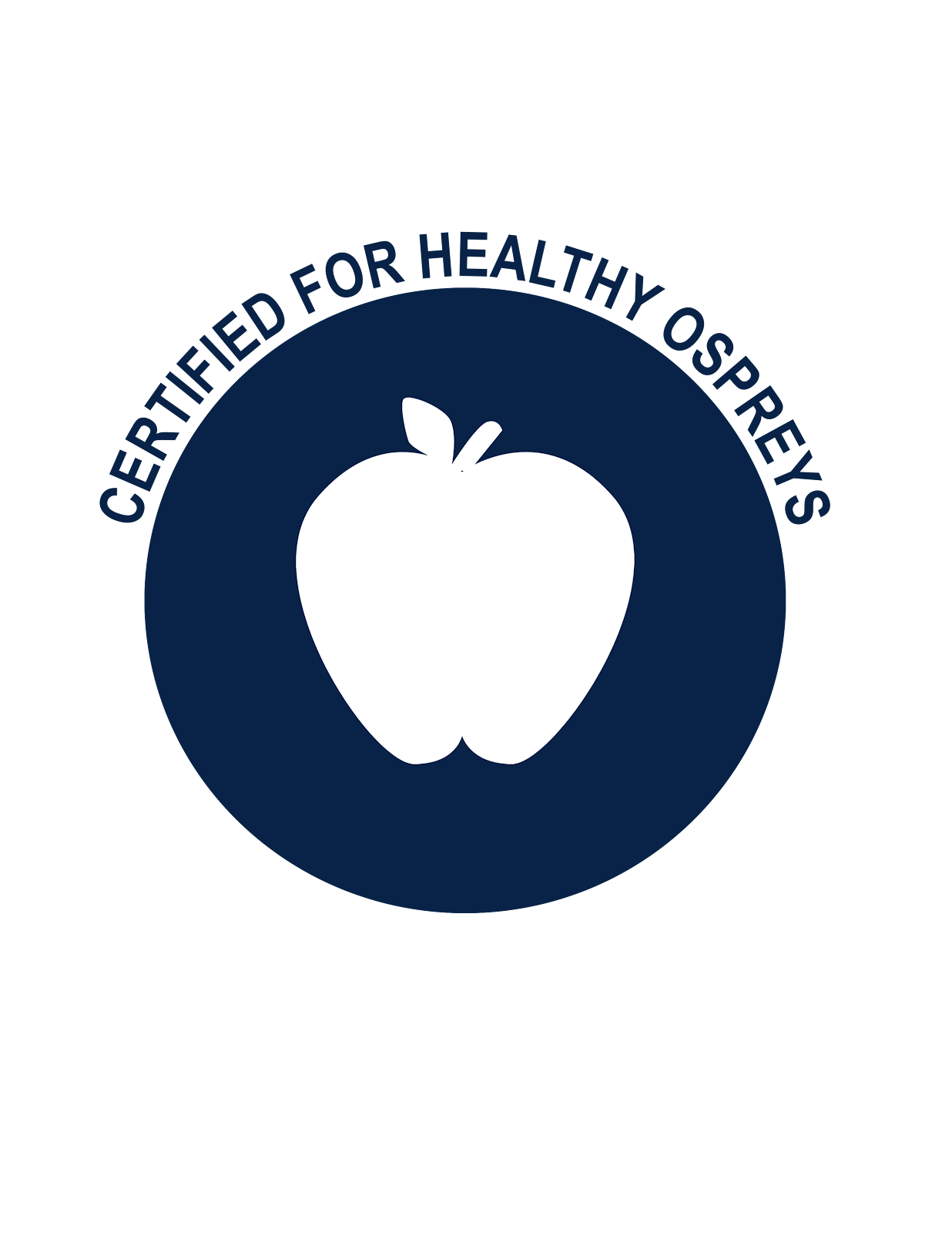 Certified for Healthy Ospreys text with picture of apple