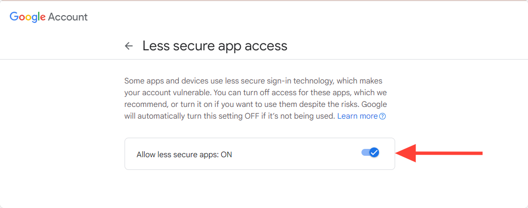imap setting for gsuite email - less secure app enable
