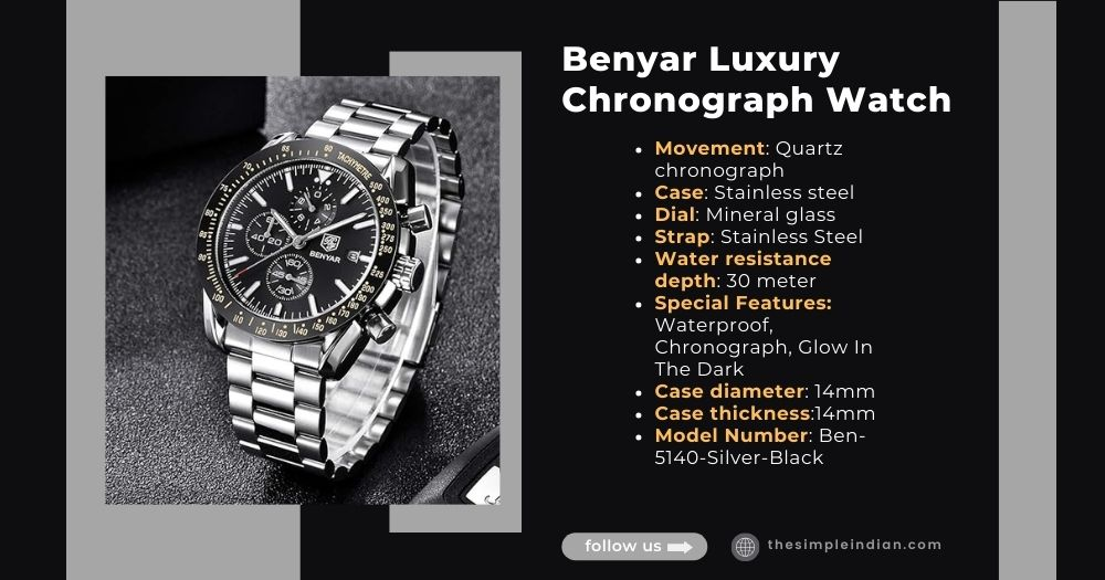 BENYAR Luxury Chronograph Watch for Men
