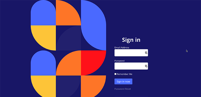 Visualização da página de login do SeedProd