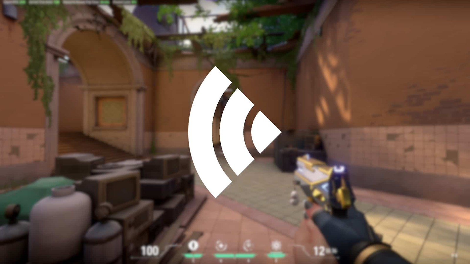 screenshot from the game valorant with an icon of the internet signal in the middle