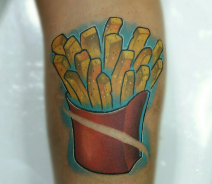  Art Blue French Fries Tattoo