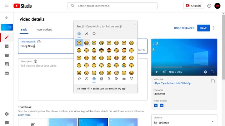 How to insert emoticons in YouTube description text? - getdevised.com