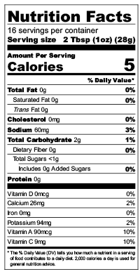 Mild Napa Nutrition Facts
