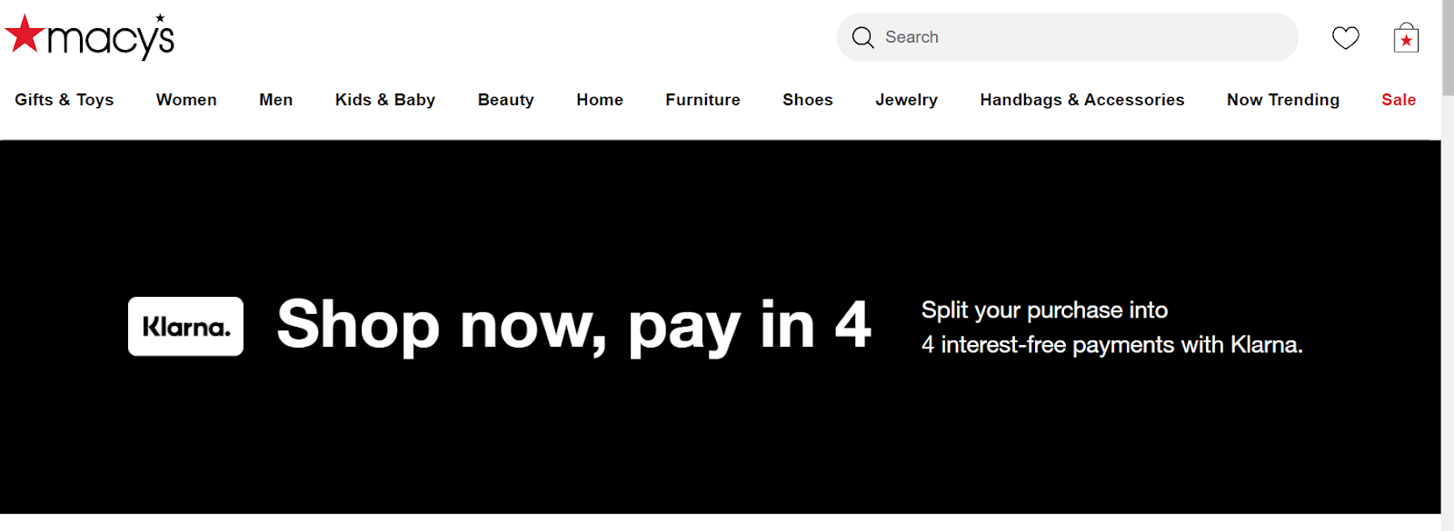 Macy's shop now  pay in 4 with Klarna