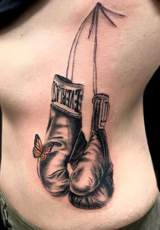 Little Butterfly Boxing Gloves Tattoo