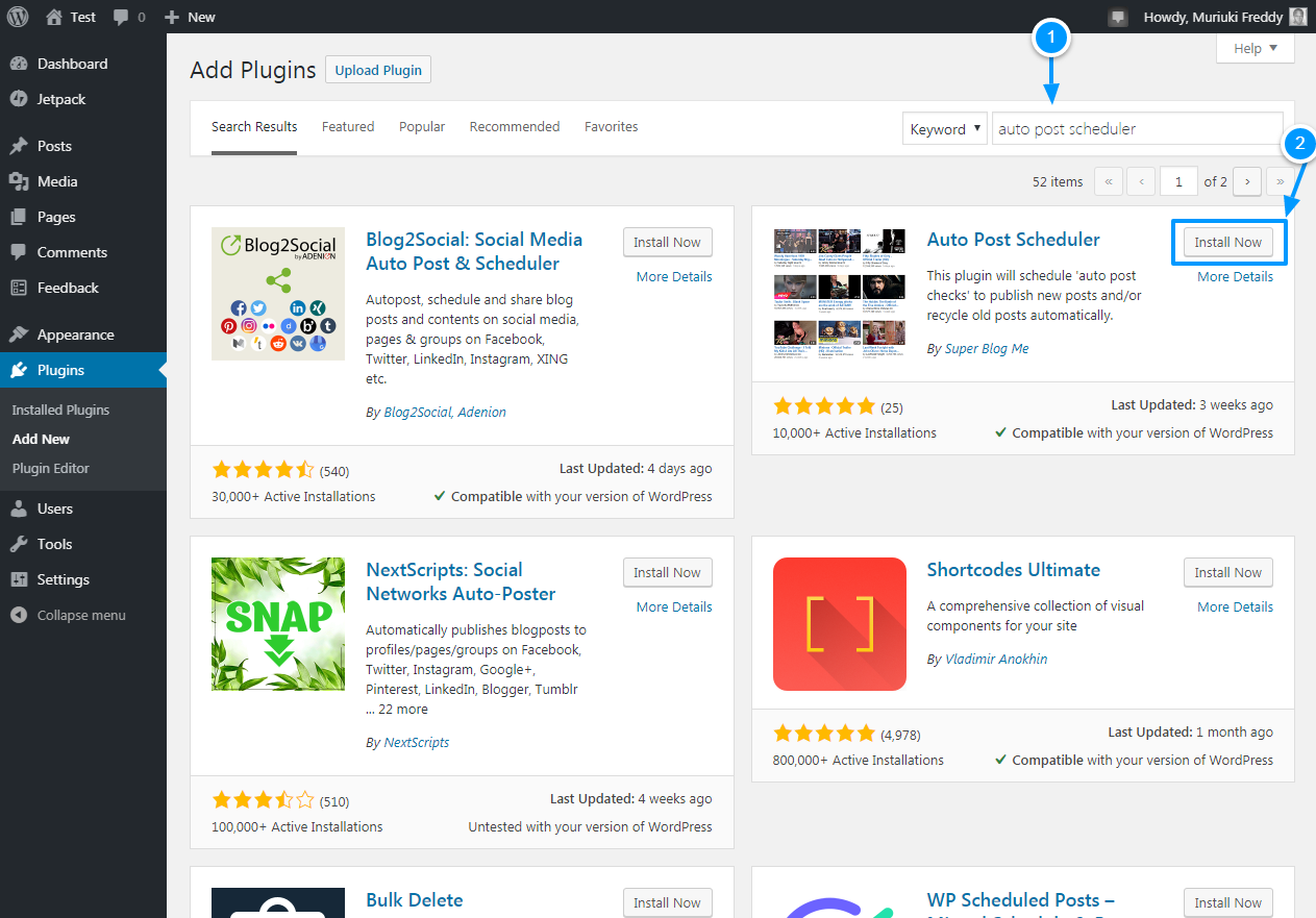 cài đặt plugin lập lịch đăng bài tự động trong bảng điều khiển quản trị viên WordPress