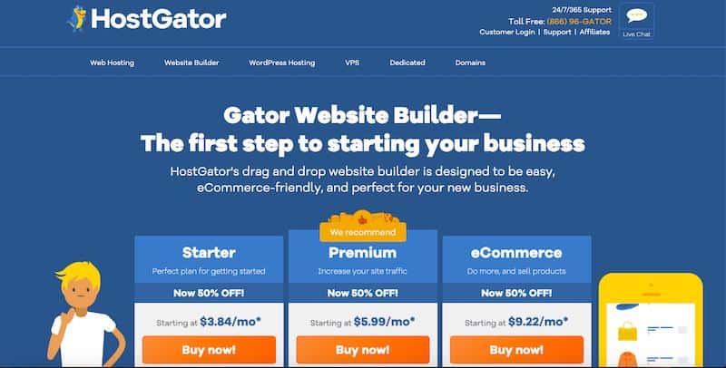 Gator par HostGator - Meilleures plateformes de blogs 