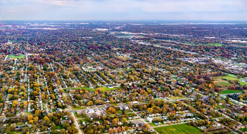 suburban area near Detroit