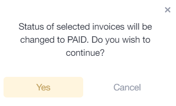 status of selected invoices