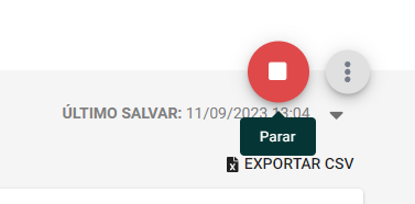 Botão "Parar" na plataforma da SmarttBot