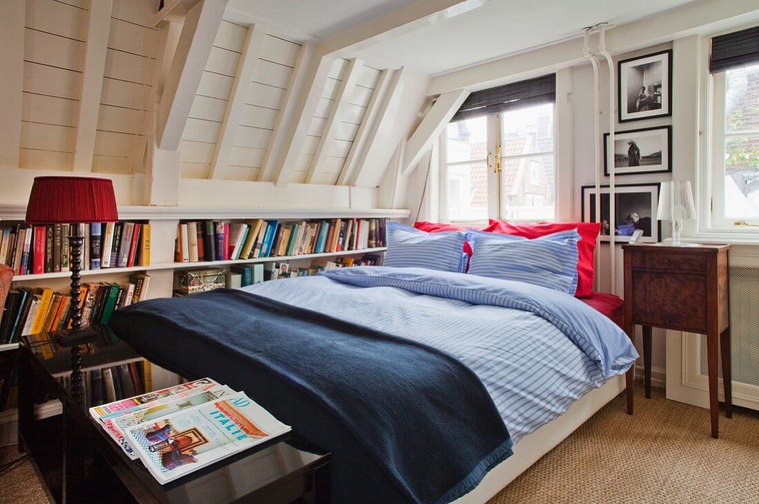  Mẫu phòng ngủ áp mái kết hợp phòng đọc sách 2