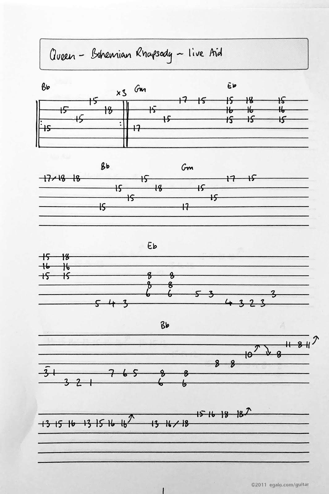 Queen Corner Queen Bohemian Rhapsody Live Aid Version Guitar Lesson Guitar Tab