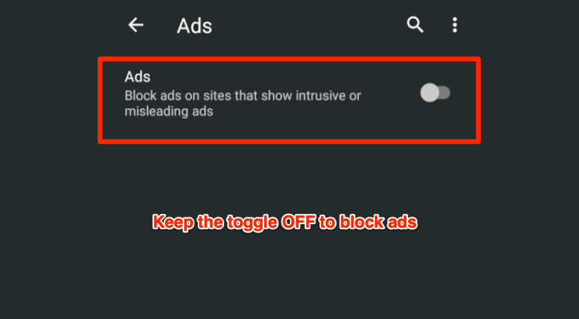 Option intégrée chrome Android Block Ads