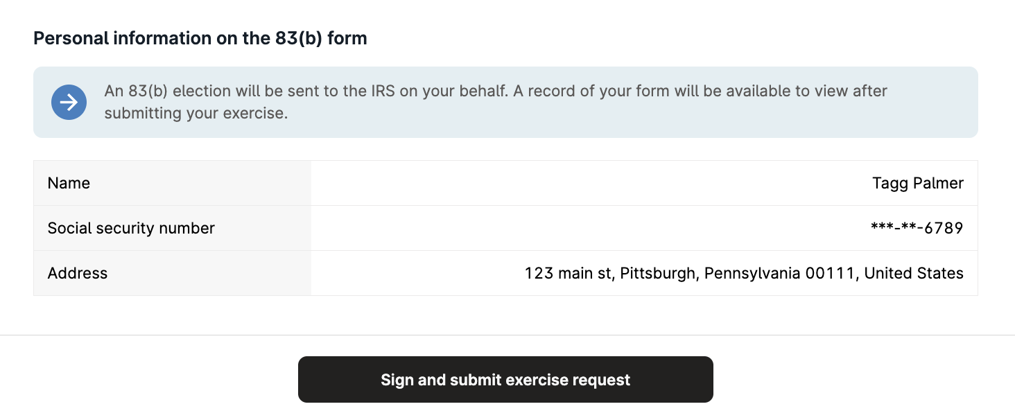 83(b) Election Filings For Early Exercised Option Grants