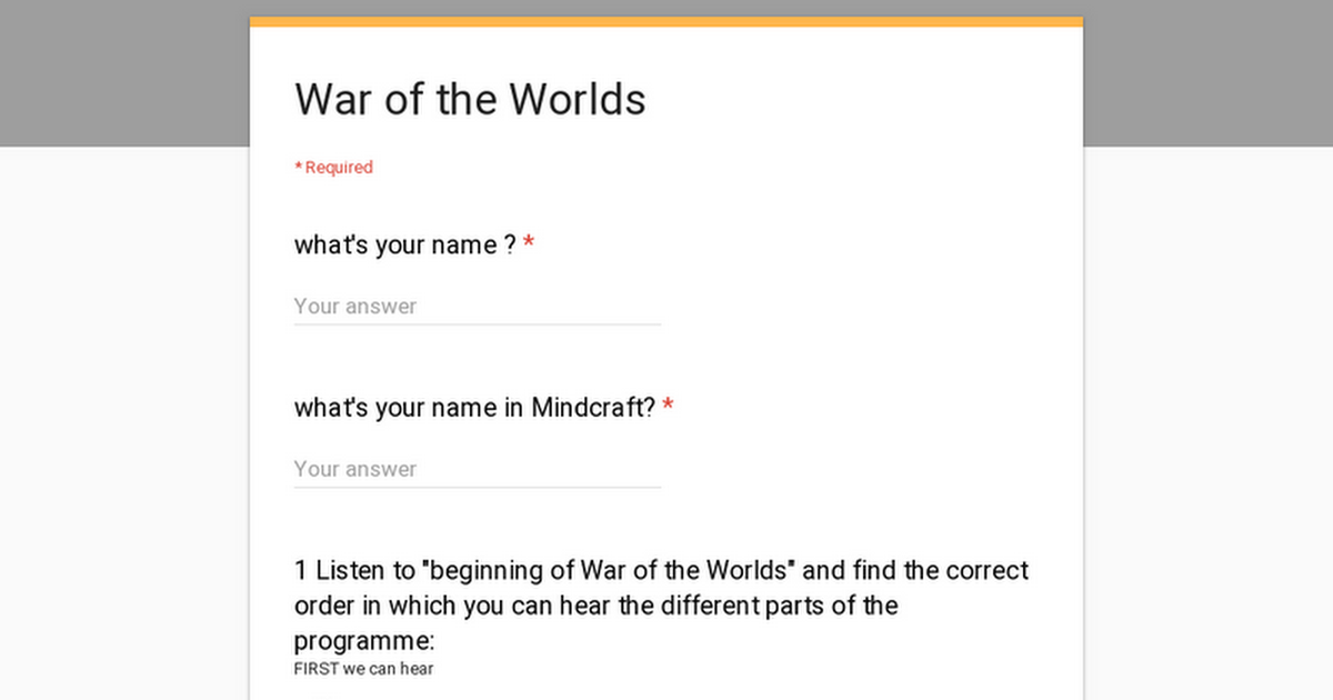 war of the worlds thesis statement