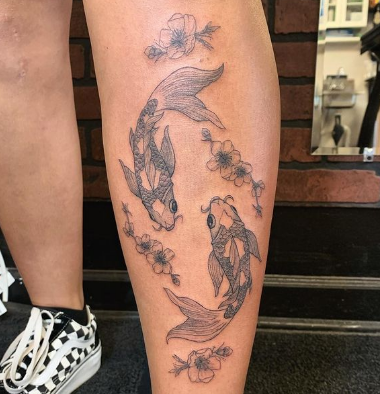 Fish tattoo for leg