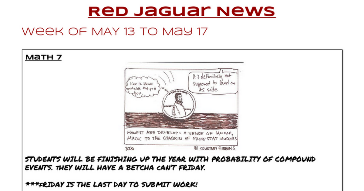 Jags - Week of 5/13 to 5/17
