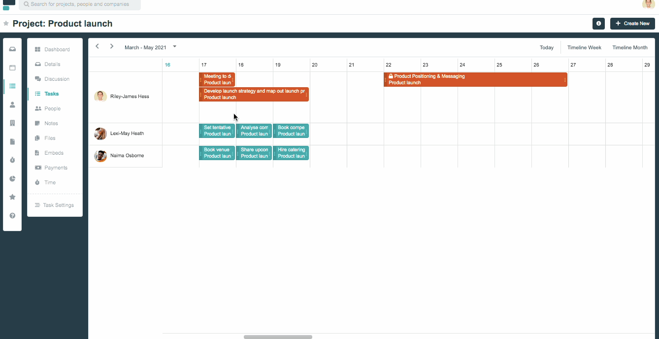 Project.co scheduler view