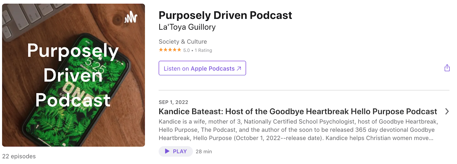 purposely driven podcast on apple podcasts