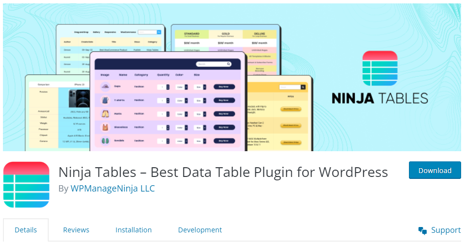 ninja tables woocommerce plugin