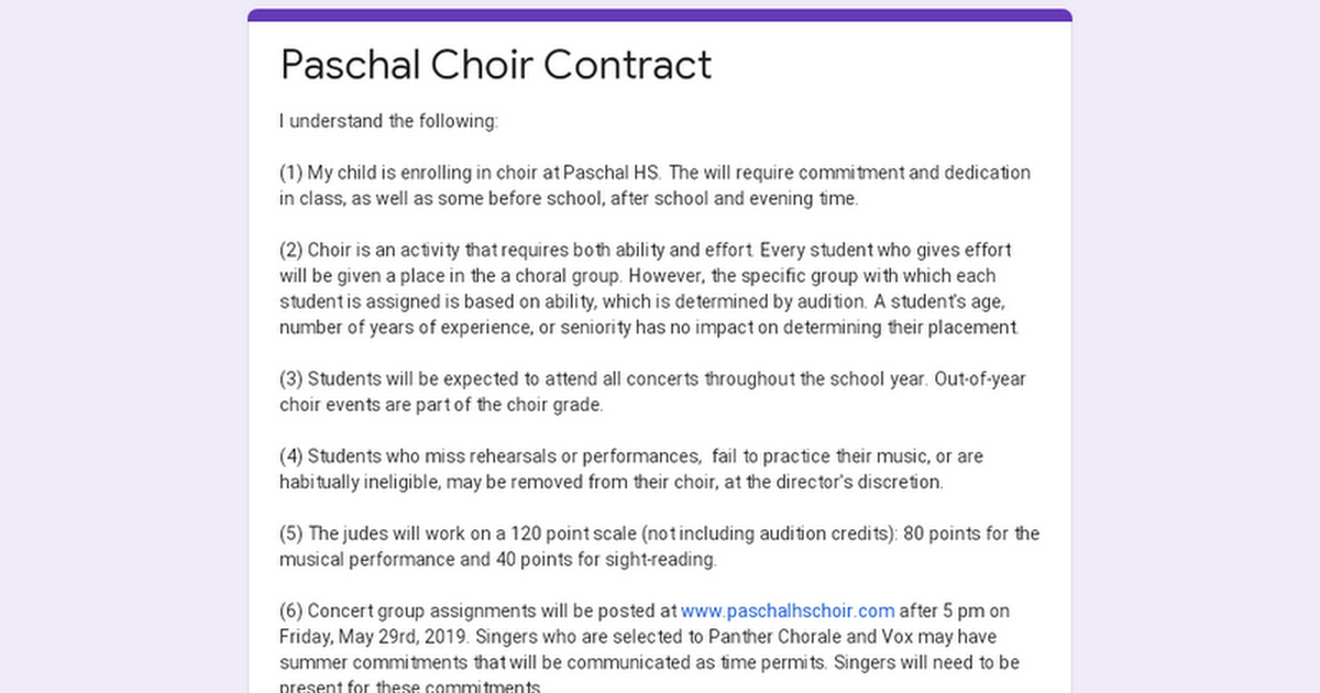 Paschal Choir Contract