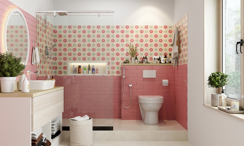 kamar mandi dengan motif bunga
